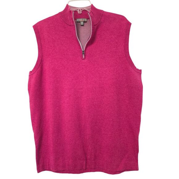 Peter Millar Mens Sweater Vest Pink Quarter Zip Size Medium - Picture 1 of 4